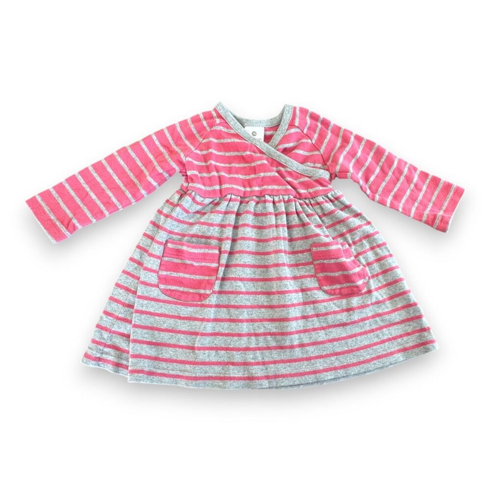 Hanna Andersson Striped Dress/Tunic Pink Gray Size 70 (6-12 Months)